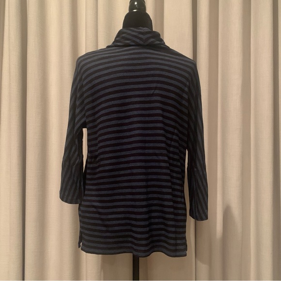 🏷️ Talbots Petites Cowl Neck Dolman Striped Kangaroo Pocket Top MP - Picture 4 of 6